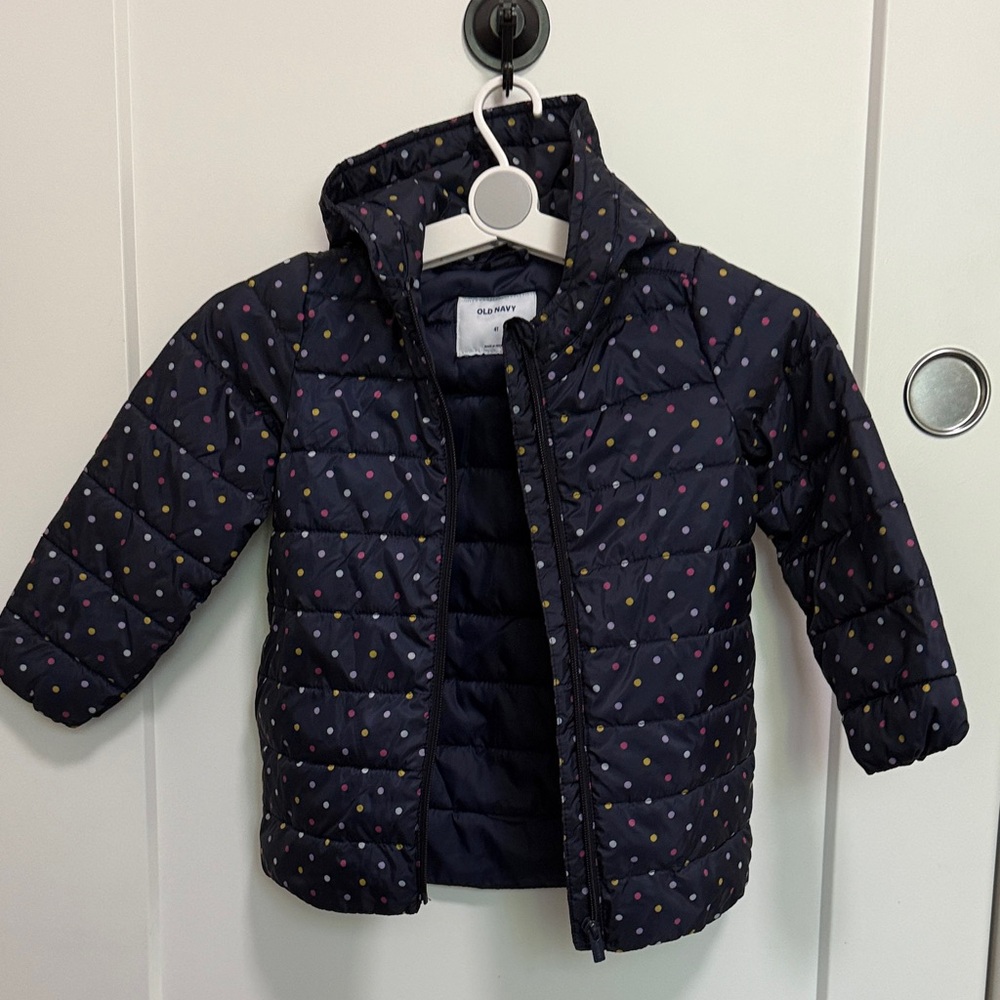 Old Navy Kids' Dark Blue Polka Dot Puffer Jacket